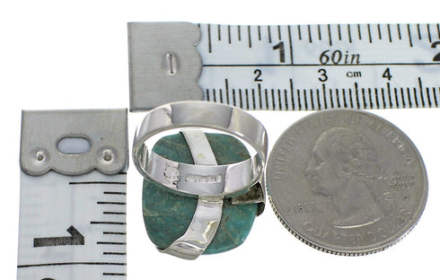 Genuine Sterling Silver And Turquoise Jewelry Ring Size 6-1/4 RX88742